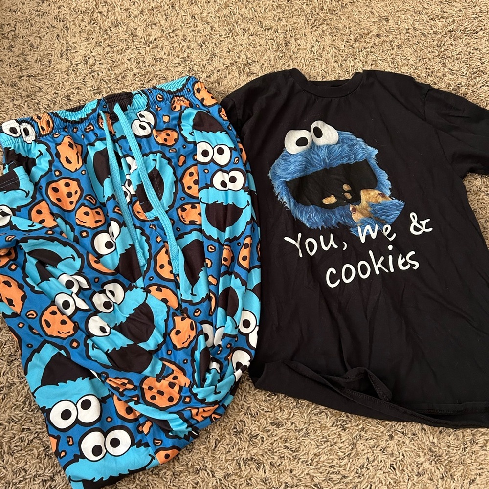 Adult Cookie Monster PJ set